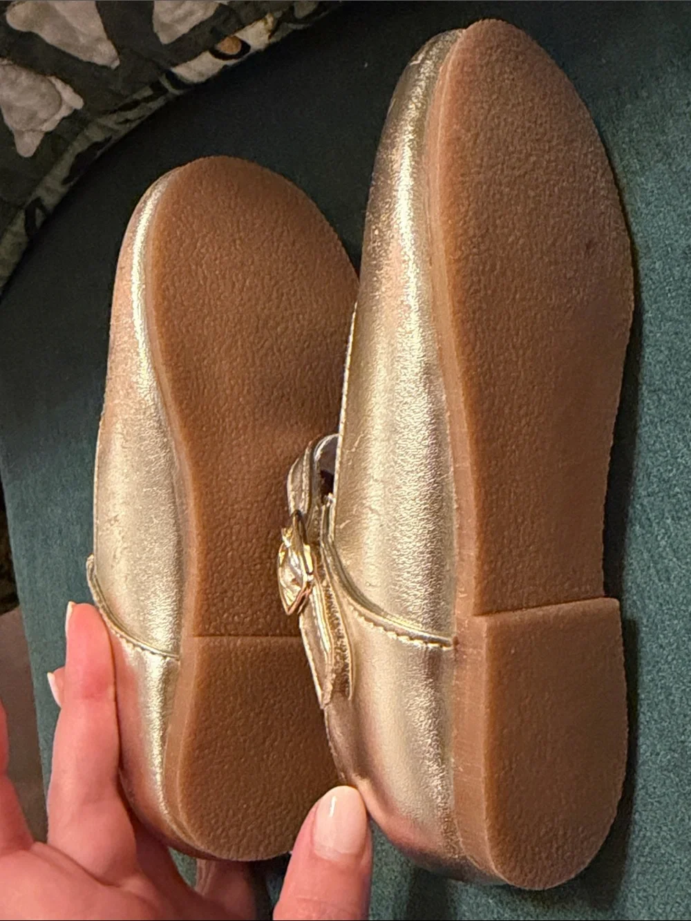 L'Amour Gold Metallic Mary Jane Shoes for Kids